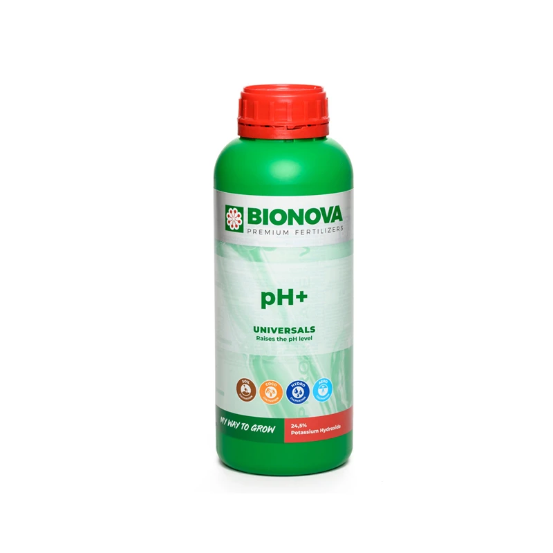 Flacone Bio Nova pH+ da 1 litro, correttore di pH per la soluzione nutritiva in idroponica