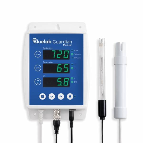 Bluelab Guardian Monitor Wi-Fi con sonde pH, EC e temperatura per monitoraggio continuo della soluzione nutritiva idroponica