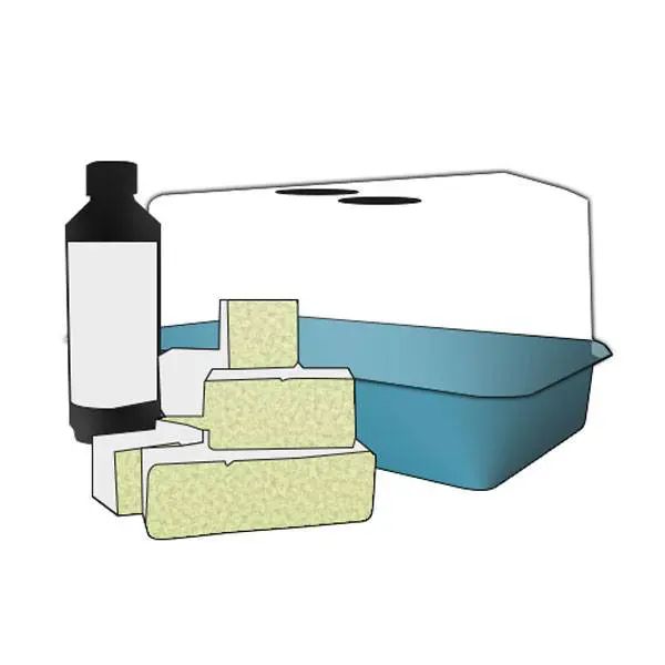 Kit Germinazione Semi linea Basic per principianti: vasca con cubetti di lana di roccia e soluzione nutritiva per idroponica