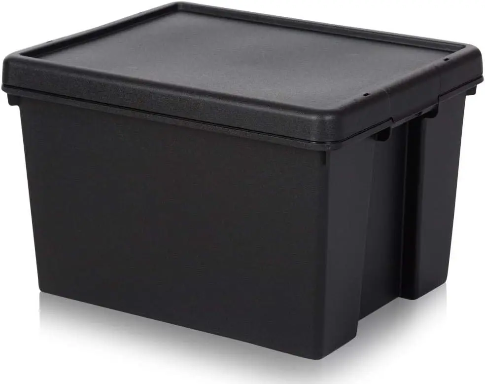 Vasca plastica nera 45 litri con coperchio: contenitore per sistema acquaponica DWC o riserva acqua idroponica