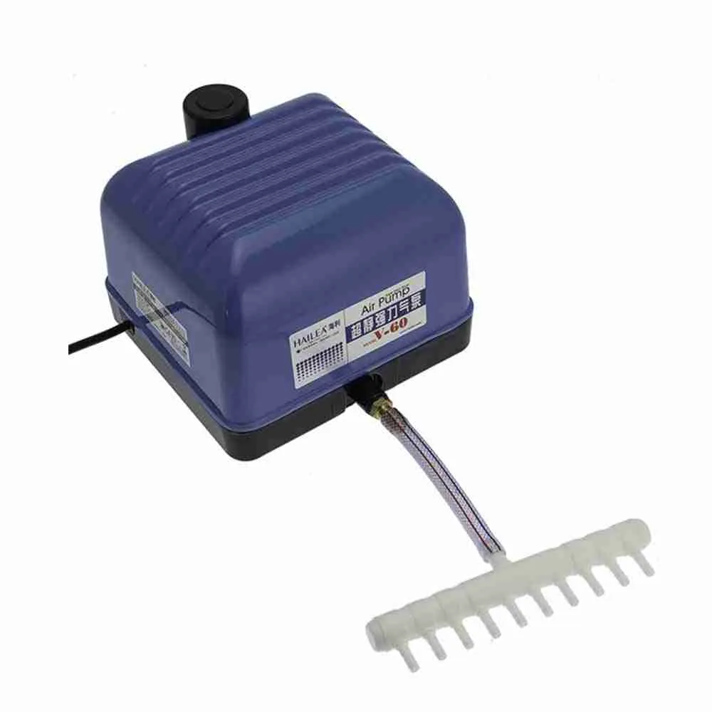 Pompa aria Hailea V60 portata 3600 L/h industriale per sistemi RDWC e acquaponica B2B