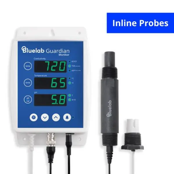 Bluelab Guardian Monitor Inline Wi-Fi con sonde pH, EC e temperatura per monitoraggio in-linea della soluzione idroponica