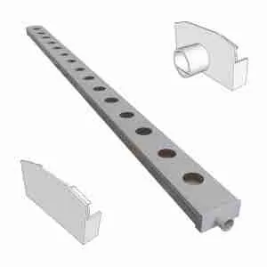 Canalina NFT idroponica 100x50 mm con tappo drenaggio e 15 fori per vasi a rete idroponica