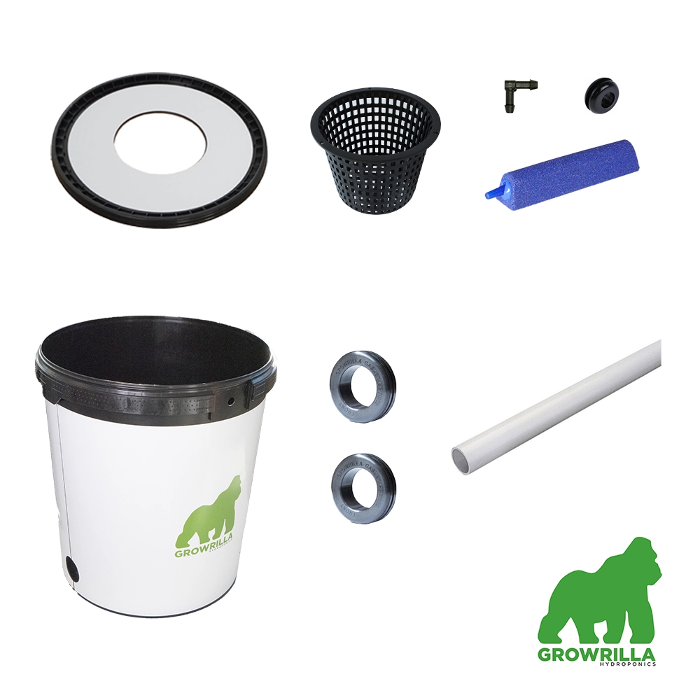 Vaso aggiuntivo RDWC 2.0 Growrilla Hydroponics componenti kit cestello pietra porosa raccordi guarnizioni