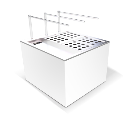 Hortus Cube: modulo di coltivazione idroponica e aeroponica indoor di design con LED bar e vassoio per piantine