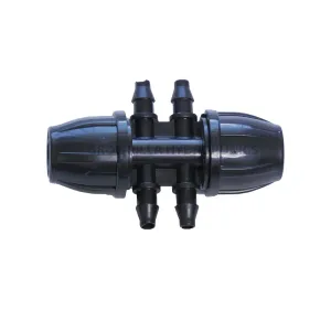 Raccordo derivazione portagomma 12 mm con ghiera 4 uscite 6 mm per microirrigazione idroponica