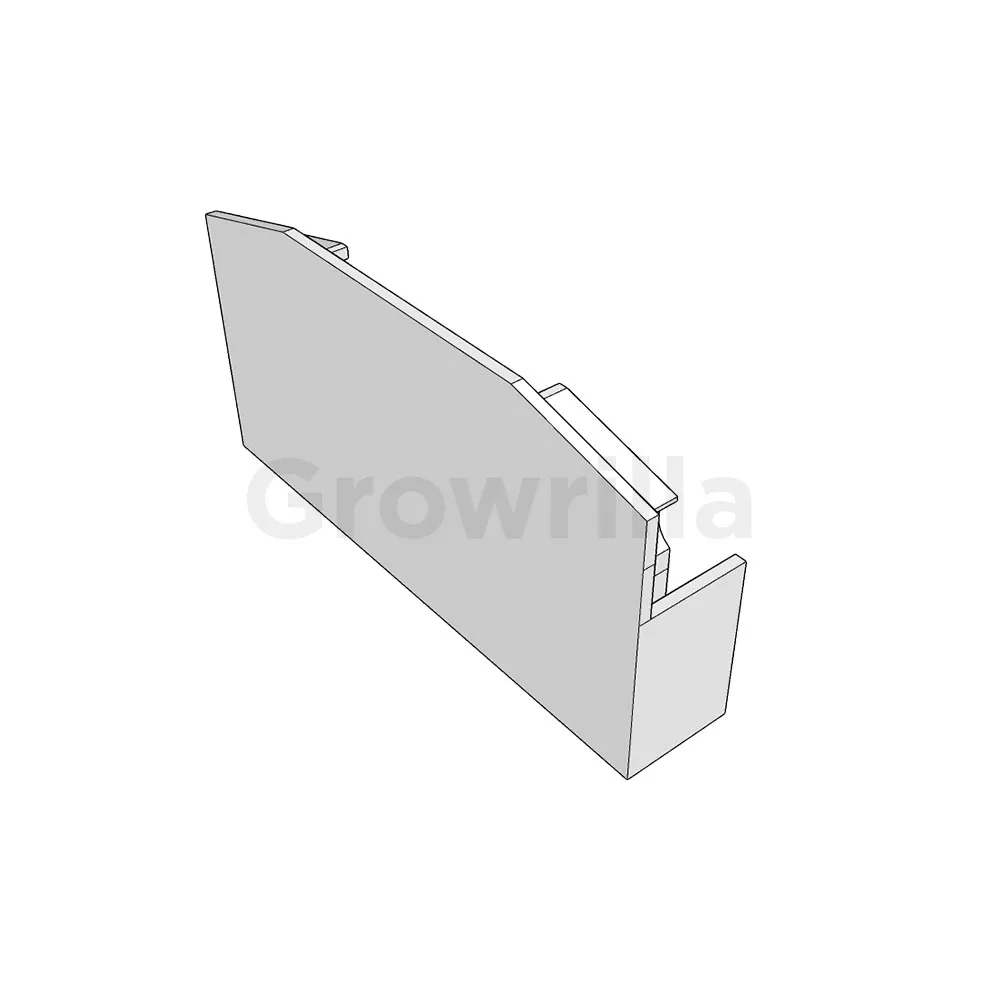 Tappo cieco NFT 100x50 mm Growrilla render esploso chiusura canalina idroponica