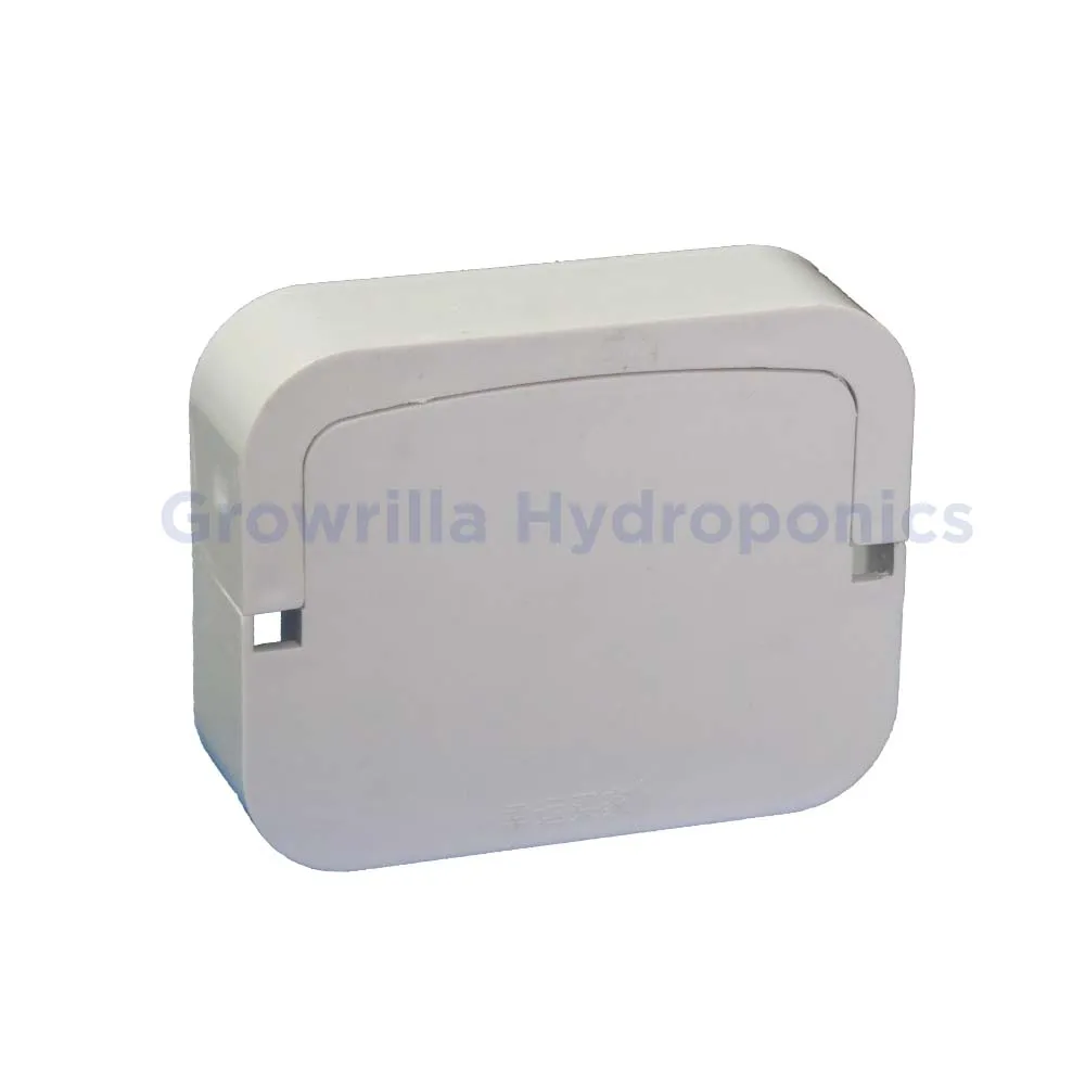 Tappo cieco NFT 100x80 mm Growrilla render 3D montato su canalina idroponica
