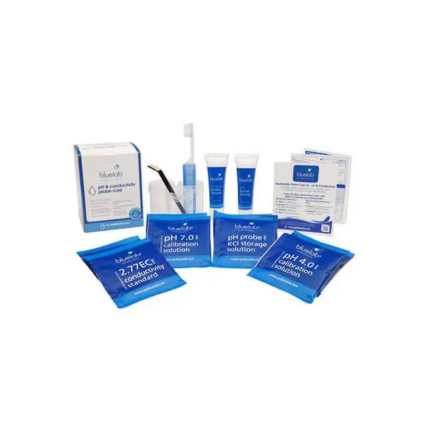 Bluelab Probe Care Kit pH & EC con soluzioni di calibrazione pH 4.0, pH 7.0, EC 2.77 e KCl per sonde Bluelab