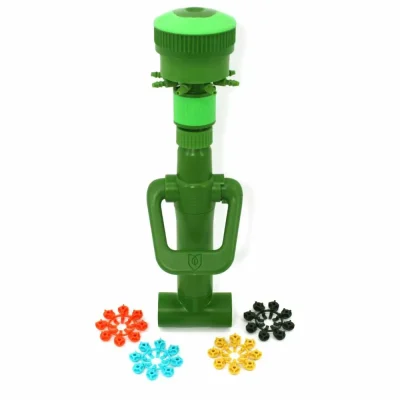 Collettore Floraflex preassemblato 8 uscite con raccordo a T 32 mm vista frontale verde