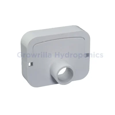Raccordo scarico canalina NFT 100x80 mm Growrilla vista 3/4 prodotto reale grigio