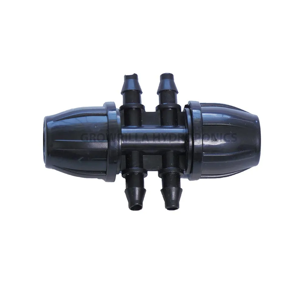 Raccordo derivazione portagomma 12 mm con ghiera 4 uscite 6 mm per microirrigazione idroponica