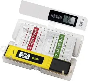Kit tester acqua pH-metro digitale, TDS&EC meter e polveri buffer 4.01 e 6.86 per idroponica e acquaponica