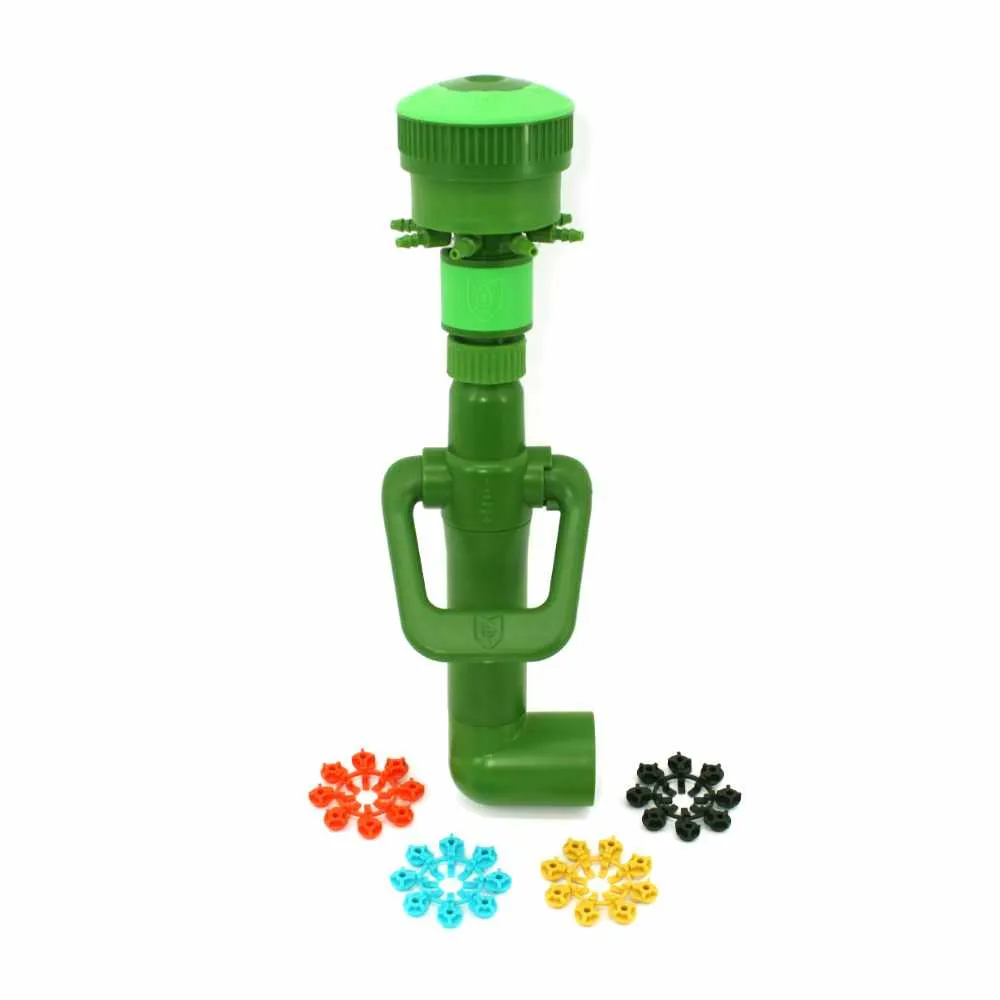 Collettore Floraflex preassemblato con valvola 8 uscite e raccordo a gomito 32 mm verde