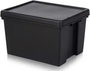 Vasca plastica nera 45 litri con coperchio: contenitore per sistema acquaponica DWC o riserva acqua idroponica