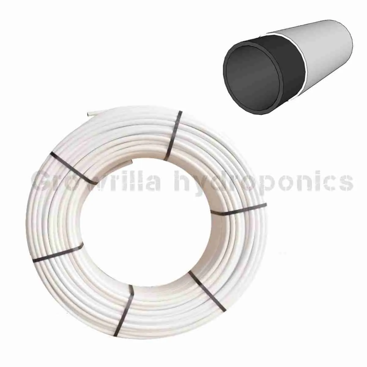 Tubo polietilene PE-BD 16 mm multistrato bianco esterno nero interno 1 metro lineare anti-alghe